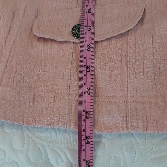 Chico's Blazer Women's Size 12 Pink Long sleeve Button Up Multi Pocket Crinkle - Picture 7 of 10